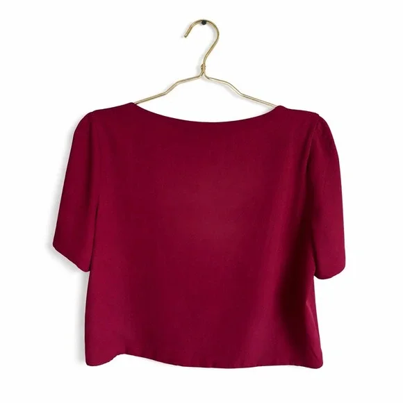 Aritizia Babaton Women's Randy Blouse Burgundy V Neck Short Sleeve Top Size M - Picture 3 of 7